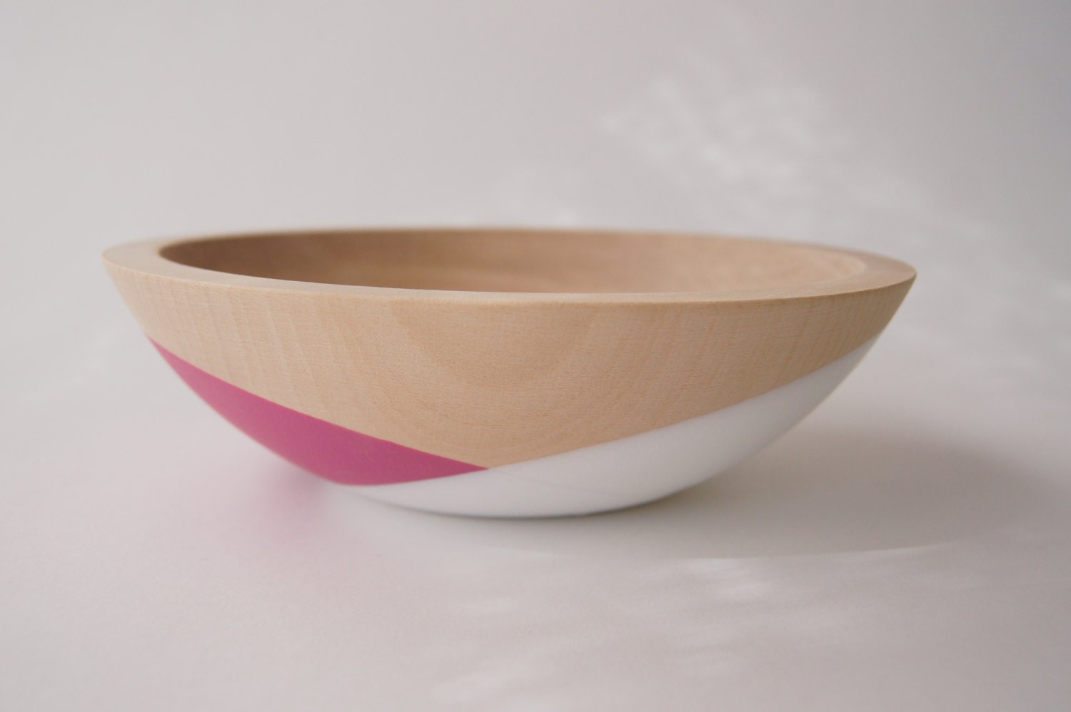 Wooden Salad Bowl, 7" Purple and White, Modern Decor, Hostess Gift