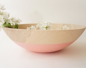 Wooden Bowl 15", Soft Pink, Summer Party, Picnic, Kitchen Decor