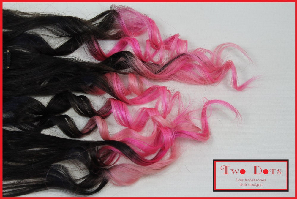 20' Ombre Dip Dyed Clip in Extensions. Top Quality Hair Fade from Dark Brown to baby pastel pink Full Set 100% Human Hair.