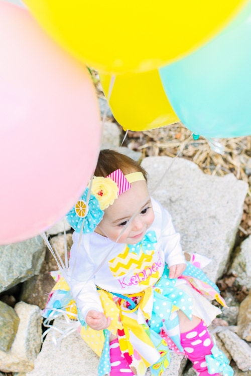 Baby Girl Fabric Tutu...Toddler Fabric Tutu..."Lemonade" Fabric Scrap Tutu..Children tutu.. Children's Clothing