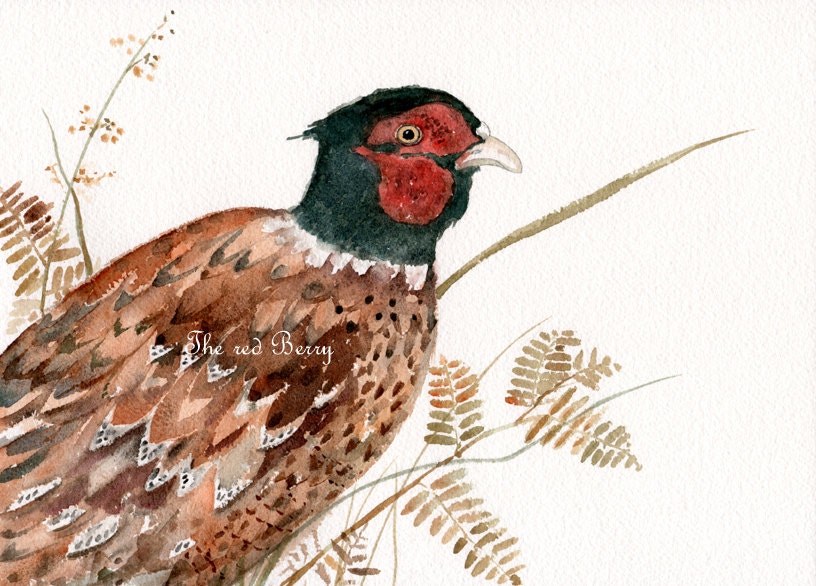 bird art Watercolor painting Hunting painting original  forest, wildlife, birds, woodland animals