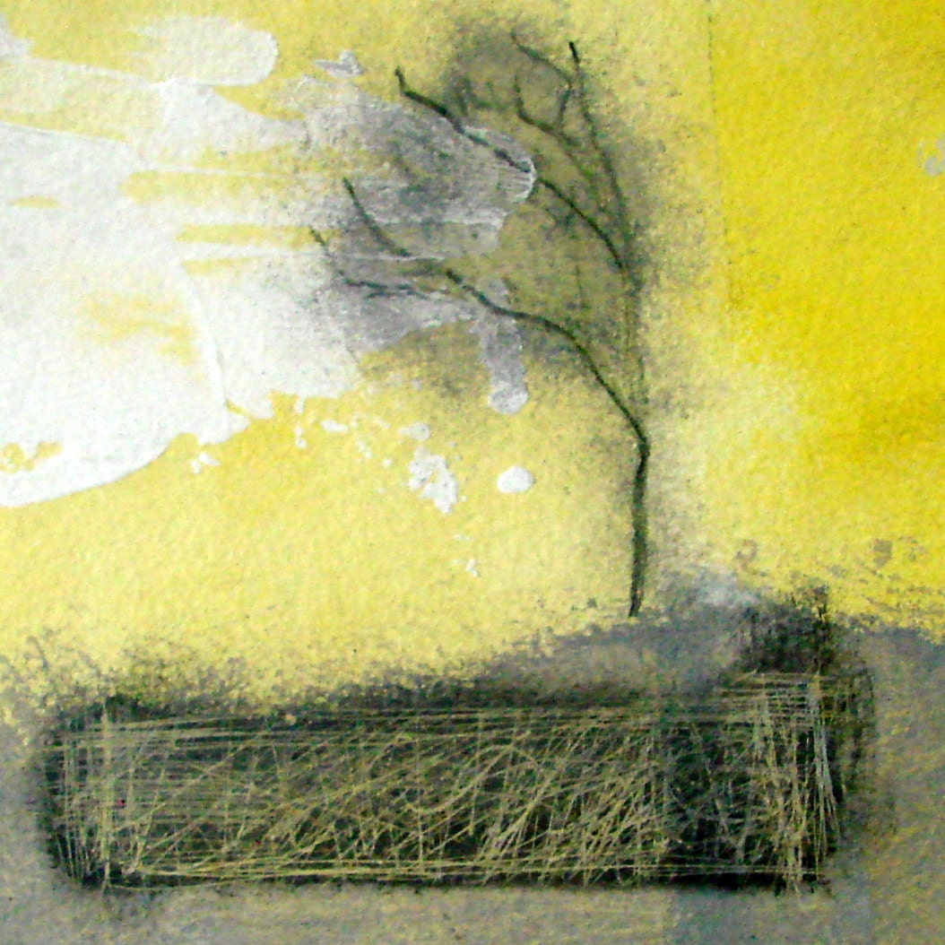 Modern Abstract Grey Yellow Tree Painting. Art for Home Decor. Unique  and Exclusive Gift. OOAK Tree Painting 122