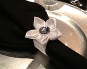 Black and White Wedding Napkin Rings - Silky Wedding Napkin Rings Set of 40