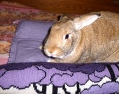 large and wide Bunny Hugger side by side bunny bed for a large/giant sized bunny lavender knit