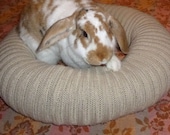 big Ugli Donut bunny rabbit bed for a large sized bunny beige acrylic chunky knit