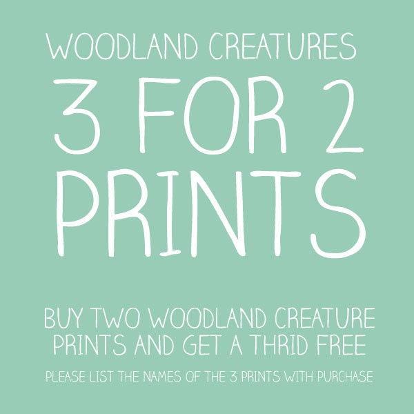 3 for 2 Woodland Creatures Archival Prints