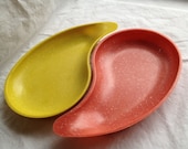 Retro melamine serving dishes by West Bend - ying-yang design, Melmac type bright plastic serving bowls