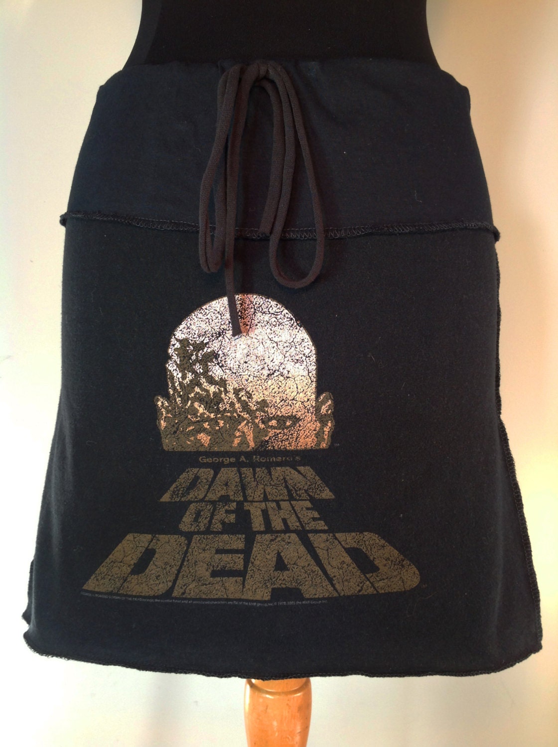 Dawn of the Dead T Shirt Skirt / Recycled Cotton Tees / Horror / Zombie / George Romero / Drawstring / Tshirt / T-Skirt
