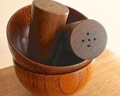 Wood Salt&Pepper Shakers.Mid Century.2 Sets.Table.Kitchen
