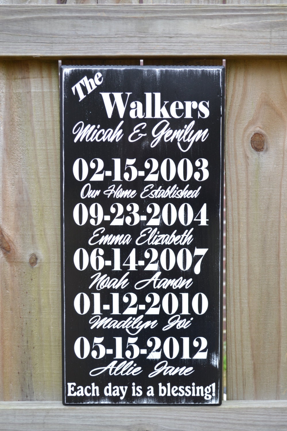 Each Day is a Blessing- Important Date Sign, Wedding Gift , Anniversary Gift, Family Gift - Special Dates Important Dates