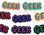 Nerdy 'Geek' Necklace - You Choose Your Colours - Crystal Encrusted - Geek Chic - Kitsch - Sparkle