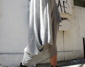 Now DHL GlobalMail  Shipping / No Additional  Fees / Light Grey Asymmetrical Long Sleeved Tunic / Off Shoulder Loose Maxi Bouse