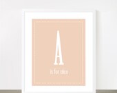 A for Alex Latte cream color baby name nursery poster 8x10