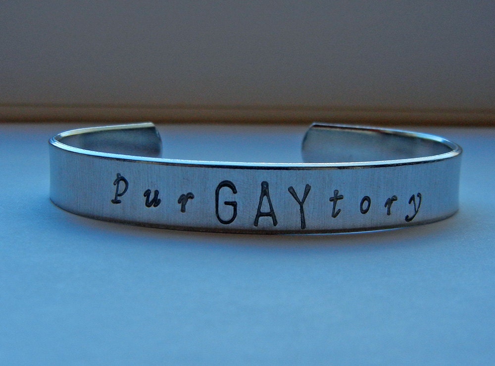 Hand Stamped PurGAYtory Bracelet - Supernatural Dean Castiel Benny