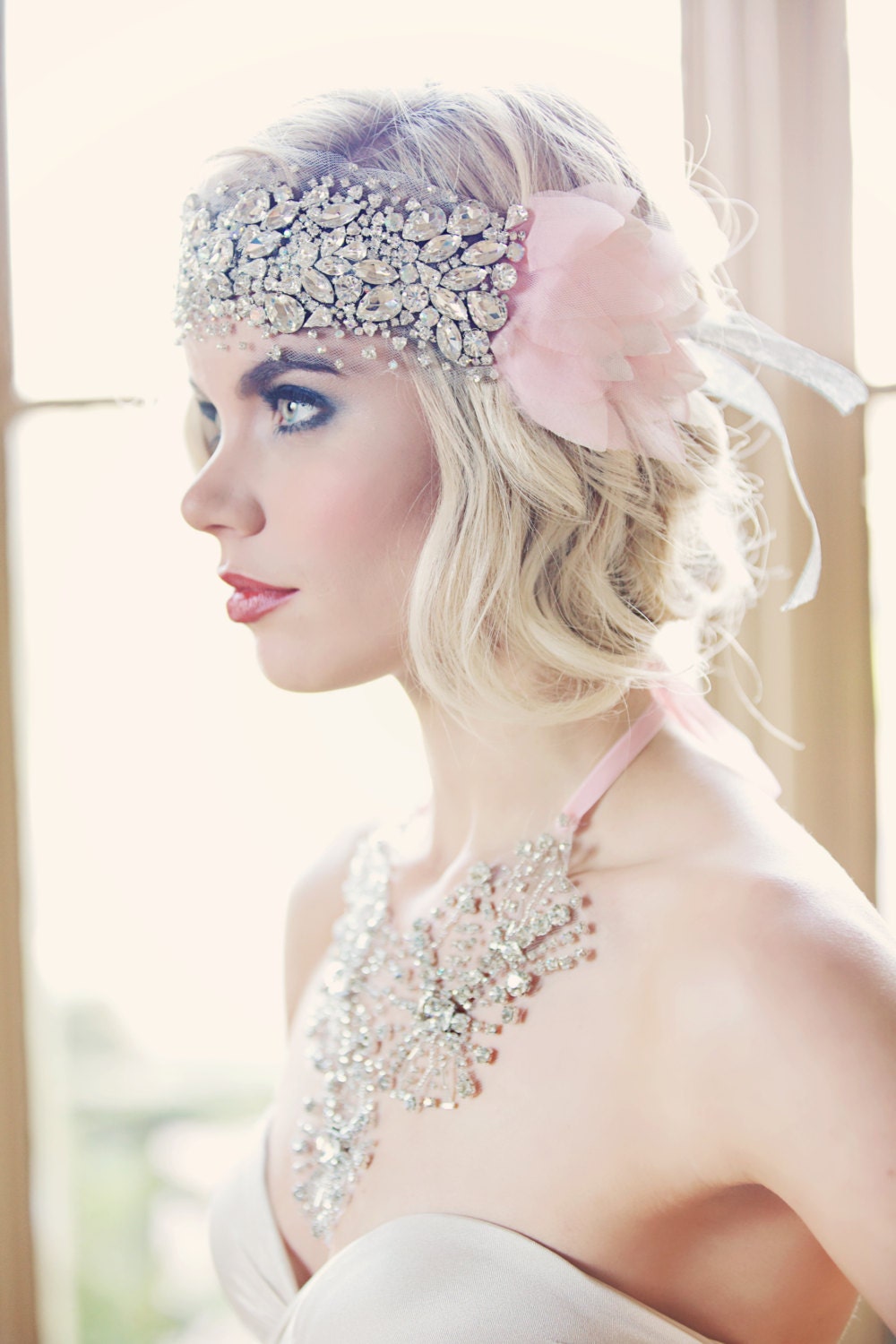 Ishtar - Crystal Silk Organza Headpiece