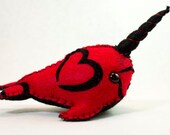 Valentine Narwhal Plush - Red