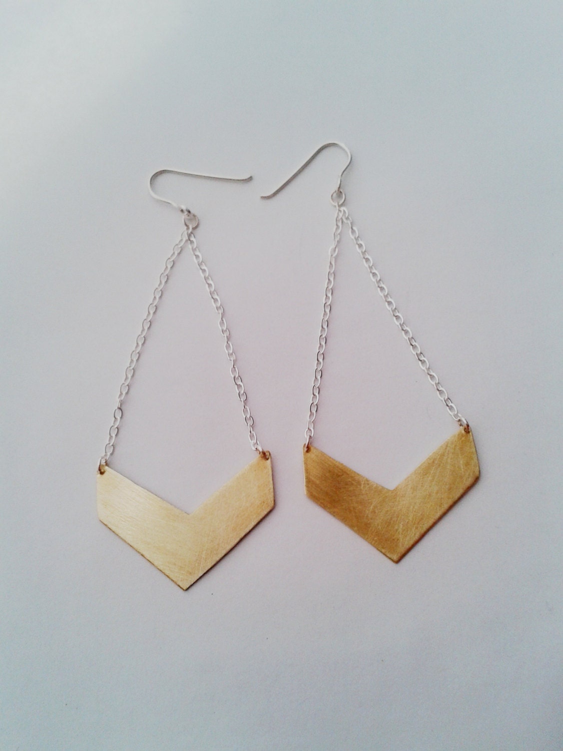 Chevron Earrings - Chevron Jewelry - Brass Chevron - Custom Earrings