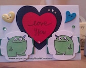 Happy Handmade Love You Card for your Significant Other, Boyfriend, Girlfriend, Partner, Husband, Wife