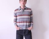 80s Mens Dress Shirt // Warm Button Up Collared Sweater