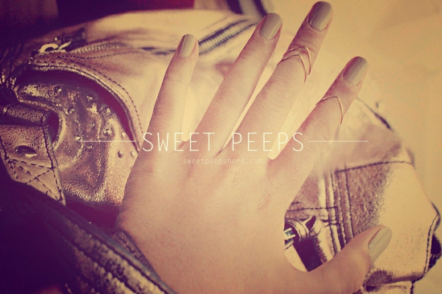 3 Gold Chevron Knuckle Ring / Midi Ring