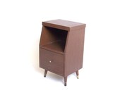 Vintage Side Table Nightstand Bedside End Table Wooden Square Rectangular Storage Shelving Mid Century Modern Furniture