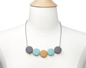 Gray Muted Seafoam and Dijon Statement Necklace