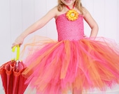 Pink and Orange Tutu Dress Infant - 3T birthday party photos wedding
