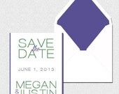Save The Date Announcement: MODERN MINIMALIST CUSTOM Colors, Includes Envelopes