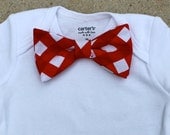 Baby Bow Tie Onesie - Red Gingham - Just Like Dad - Preppy