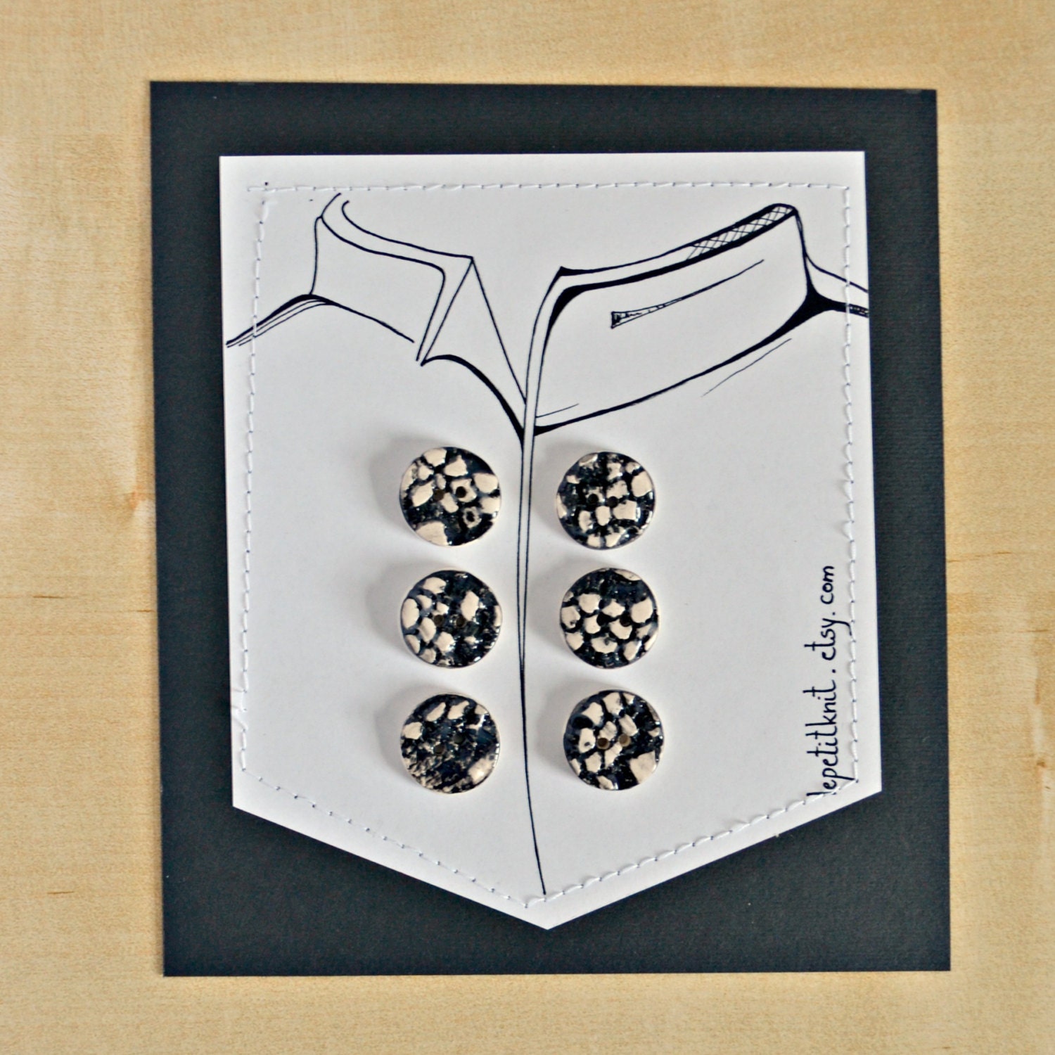 Black lace buttons - ceramic buttons - ceramic supply - set of six - knitting crochet supply - craft project scrapbooking button Esty UK
