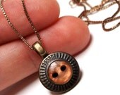 Peach Necklace Pendant, Tiny Translucent Apricot Jewelry Charm, Small Lightweight Dainty Jewelry, Layering Necklace - "Peach Cobbler"
