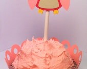 12 pink owl cupcake toppers AND wrappers set - baby girl, baby shower, gender reveal, kids party, first birthday