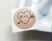 1.5" Round Red Heart & Arrow Round Kraft Stickers Wedding Favors Wedding Gifts Custom Wedding Labels Favors