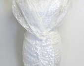 Vintage 1980's Lace Ruched Off-White Dress Wedding Cocktail Sheer Wiggle Small Gown Party Romantic Spring Summer