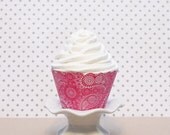 Cupcake Wrappers - Pink Paisley -(12 / Pack)