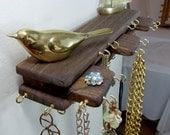 Jewelry Organizer Hanger Stacked Wood Rustic Honey Walnut Stain