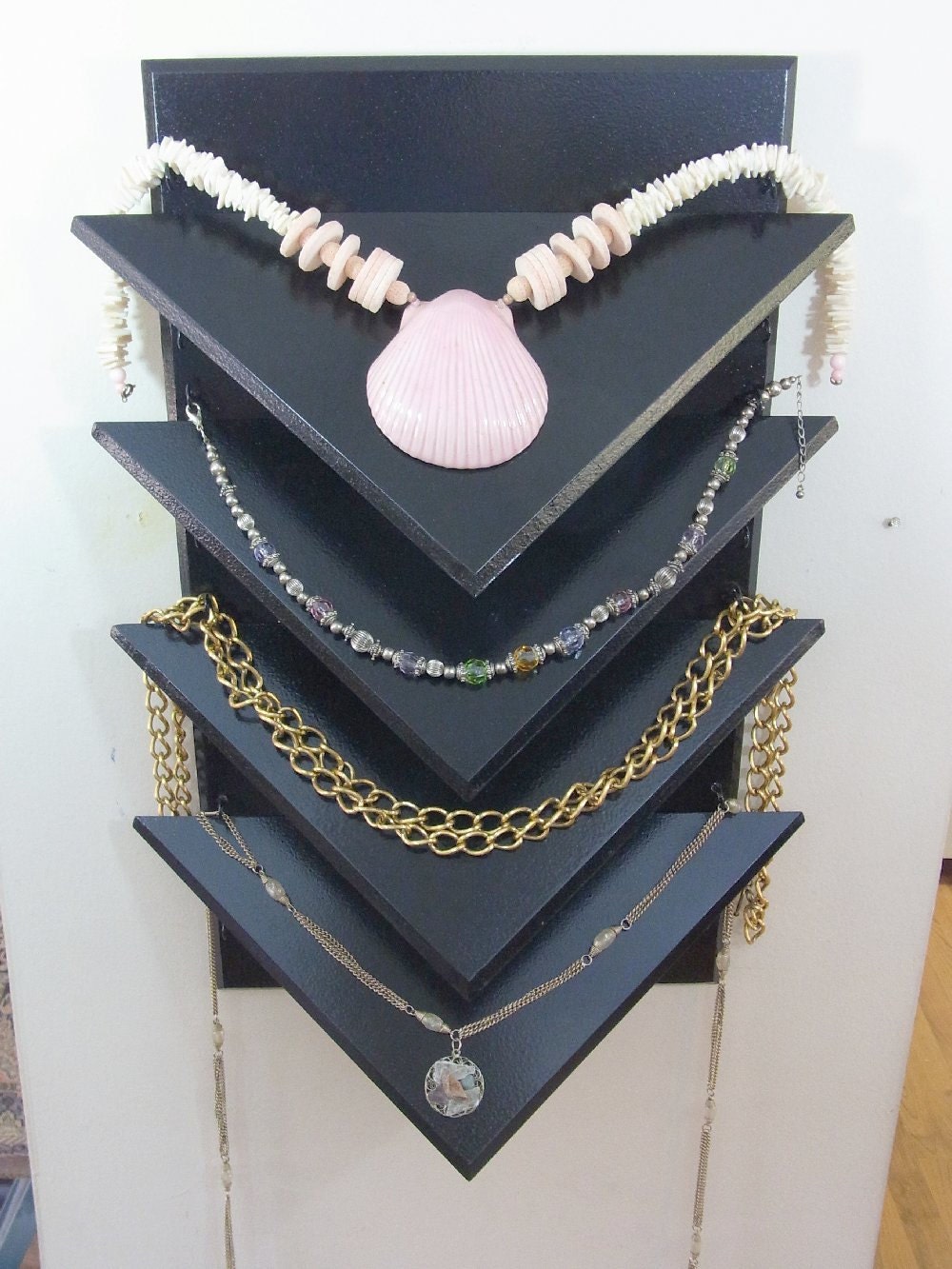Jewelry Display Necklace Organizer Black Glossy