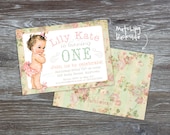 PERSONALIZED & CUSTOM Invitation - Shabby Chic, Vintage, First, Second, Birthday, Baby, Shower, Girl, Floral - PDF File, You Print