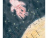 Octopus Rocket Ship: "You Octopi My Space" Pun, Funny Valentine's Day Card with Tentacles