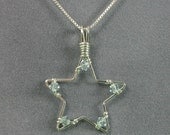 Handmade Star Pendant in Sterling Silver Wire Wrapped with Swarovski Crystal