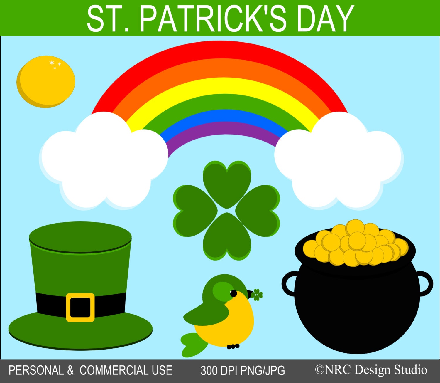 St. Patrick's Day Clip Art Graphics - Digital Clipart Commercial Use - Instant Download Il_570xn