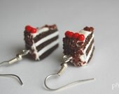 Black Forest Cherry Cake Polymer Clay Silver Plated Earrings