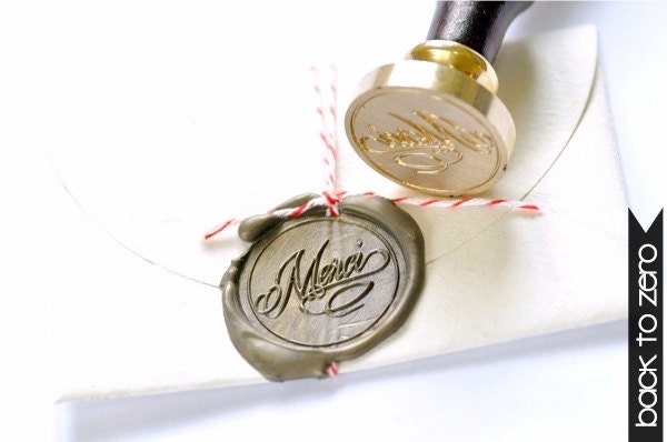 Merci Gold Plated Wax Seal Stamp x 1