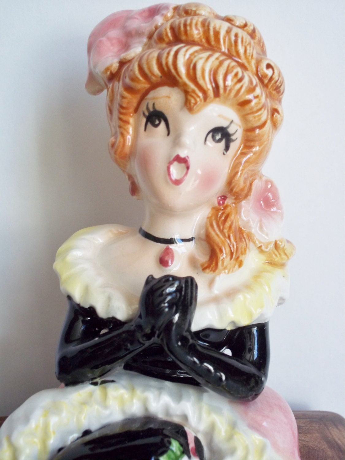 Rare Lefton Burlesque Dance Hall Girl on Piano Coin Operated Bank Collectible