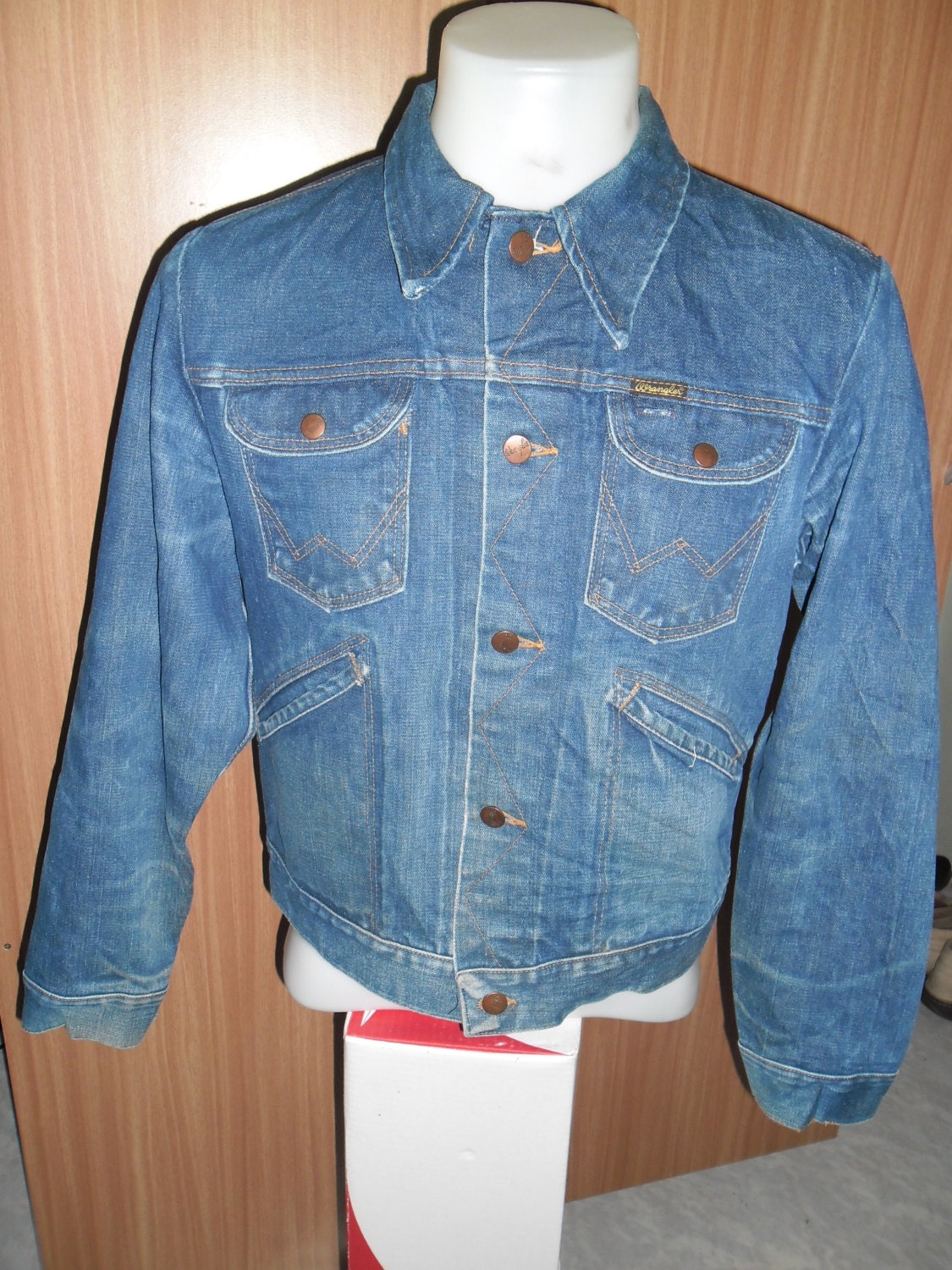 Vintage 70's Jeans Jacket  WRANGLER Sanforset  WPL 6428 No Fault Denim Made in usa, Size 40 Excellent Condition