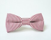 Mens bow tie freestyle groom wedding hipster classic retro necktie chic handmade gift for him by Bartek Design - Cherry Red White Striped