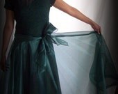 Vintage J S Collections Canada Deep Green Organza, Lace and Taffeta Ball Gown Formal Dress