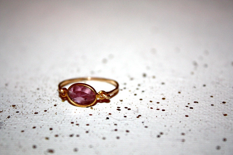verna - pink sapphire ring by lilla stjarna - gifts under 50 - stack stacking layering - Gold-Filled Wire Ring, sapphire ring