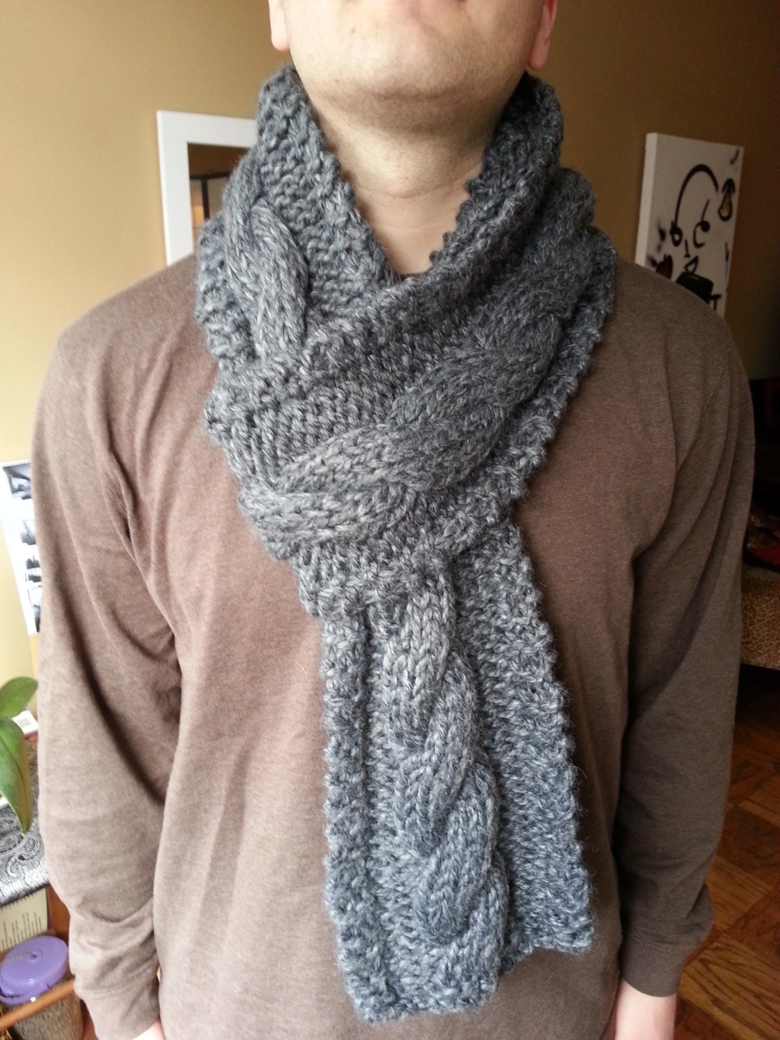Chunky Cable Knit Scarf