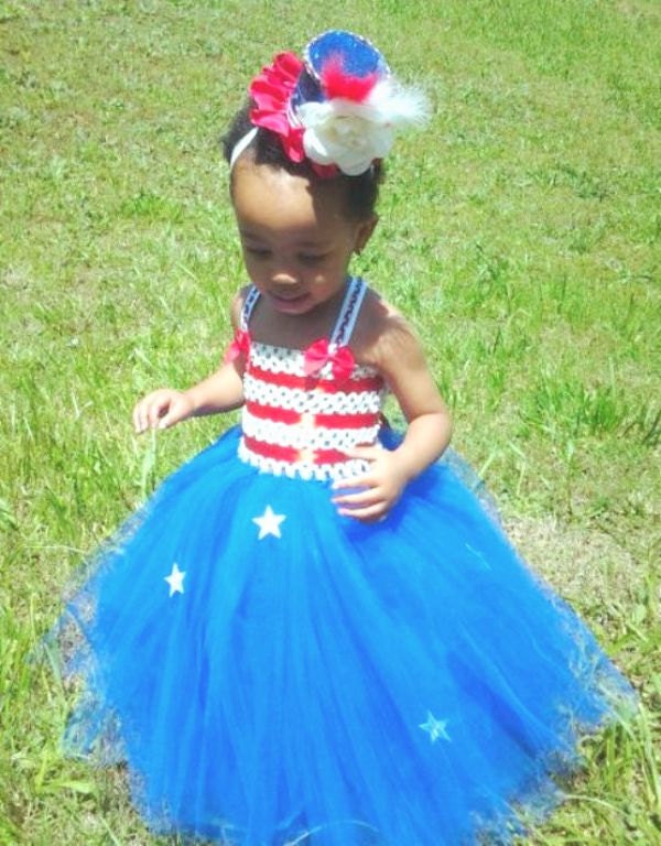 Red, White & Blue tutu dress/ Little Miss America tutu dress/ Patriotic tutu dress and Patriotic Top Hat Il_170x135